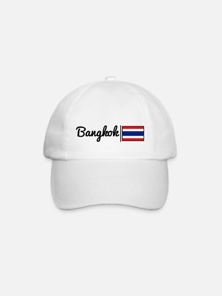 Bangkok - Thailand - Baseballkappe - Weiß/Weiß