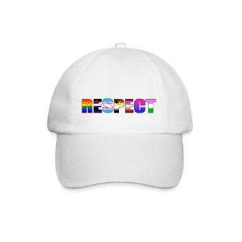 Respect - LGBTIQ Gay Pride Queer Coming Out - Baseballkappe - Weiß/Weiß - Vorne