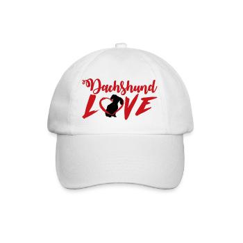 Dackel / Dachshund: Dachshund Love - Baseballkappe - Weiß/Weiß - Vorne