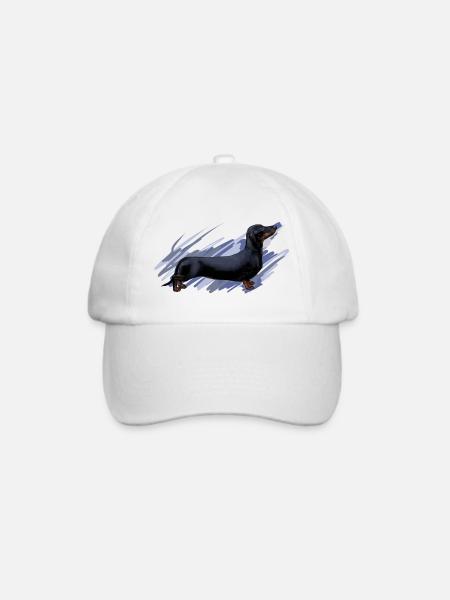 Dackel - Baseballkappe - Weiß/Weiß