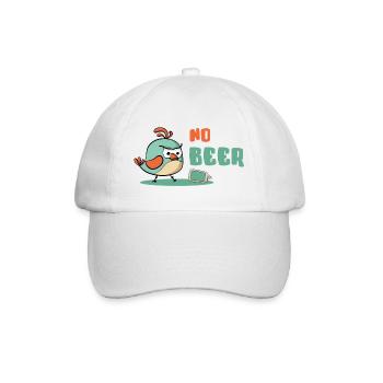 No Beer / Kein Bier / genervter Schluckspecht - Baseballkappe - Weiß/Weiß - Vorne