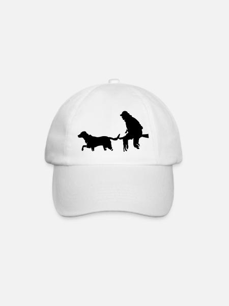 Jäger mit Hund - Baseballkappe - Weiß/Weiß