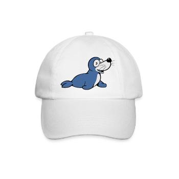 Seehund meer wasser suess lustig schwimmen Pazifik - Baseballkappe - Weiß/Weiß - Vorne