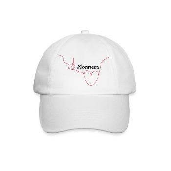 Herz für Monnem - Tribal Art Design - Baseballkappe - Weiß/Weiß - Vorne