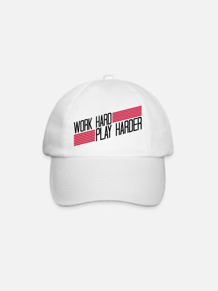 Play Harder Logo - Baseballkappe - Weiß/Weiß