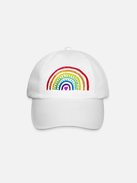 Regenbogen-Glitzer - Baseballkappe - Weiß/Weiß