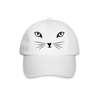Katzenaugen Katze Gesicht Augen Auge Schnurrhaare - Baseballkappe - Weiß/Weiß - Vorne