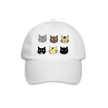 cats, Katzen, wie Warrior - Baseballkappe - Weiß/Weiß - Vorne