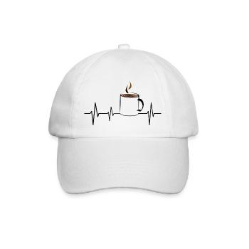 Kaffee Tasse EKG Herzschlag - Baseballkappe - Weiß/Weiß - Vorne