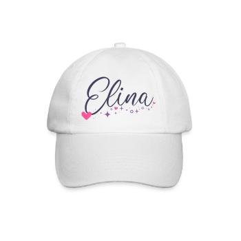 Elina Name Vorname Mädchen Herzchen - Baseballkappe - Weiß/Weiß - Vorne
