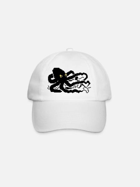 8bit pixel octopus - Baseballkappe - Weiß/Weiß