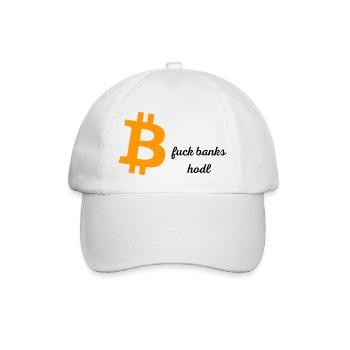 BTC fuck banks - Baseballkappe - Weiß/Weiß - Vorne