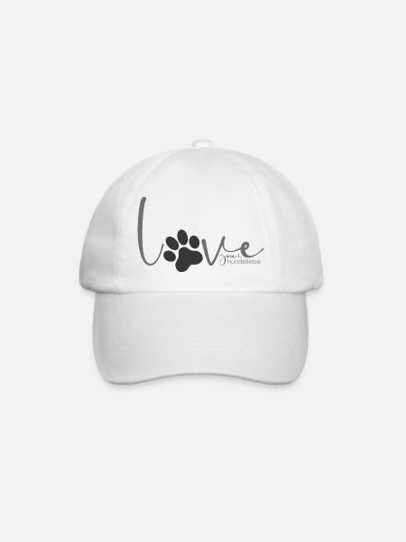 jowi_hundeliebe - love Pfote in grau - Baseballkappe - Weiß/Weiß