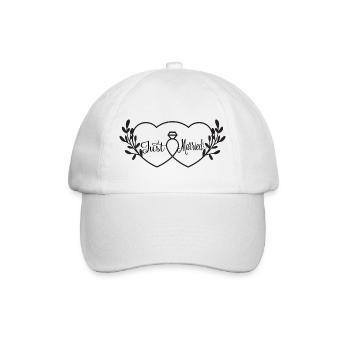 Verschlungene Herzen & Ring - Just Married - Baseballkappe - Weiß/Weiß - Vorne