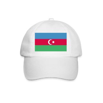 Aserbaidschan Flagge Bayrak - Baseballkappe - Weiß/Weiß - Vorne