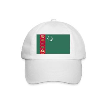 Turkmenistan Flagge - Baseballkappe - Weiß/Weiß - Vorne
