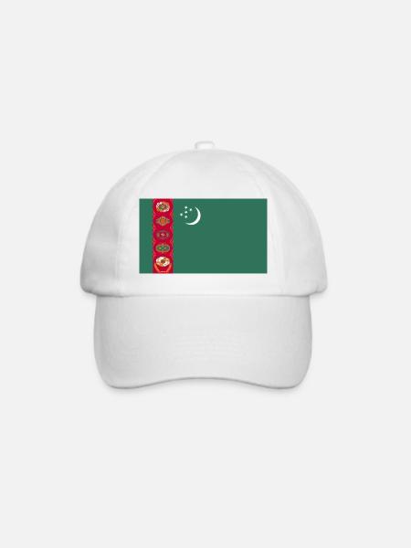 Turkmenistan Flagge - Baseballkappe - Weiß/Weiß