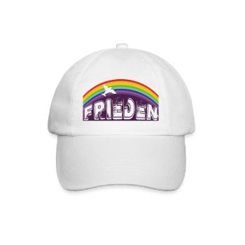 FRIEDEN SCHRIFTZUG mit Regenbogen - Baseballkappe - Weiß/Weiß - Vorne