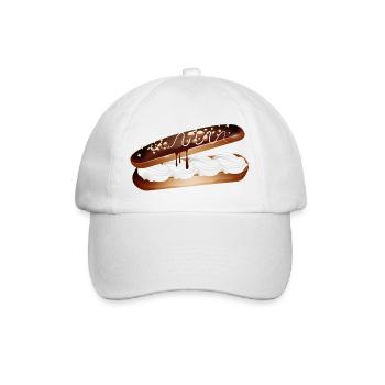 Illustration eines gefüllten Eclairs mit Sahne - Baseballkappe - Weiß/Weiß - Vorne
