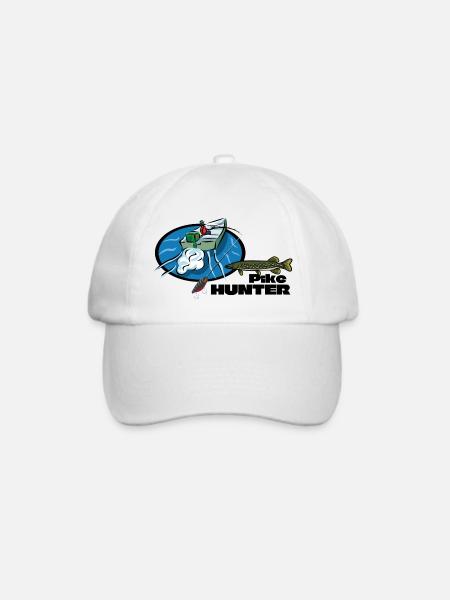 Hechtenjägerboot – Raubtierfischen - Baseballkappe - Weiß/Weiß
