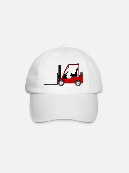 Stapler Gabelstabler Rot - Baseballkappe - Weiß/Weiß