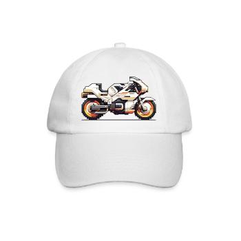 8 Bit Motorrad Rennmaschine als Vektorgrafik - Baseballkappe - Weiß/Weiß - Vorne