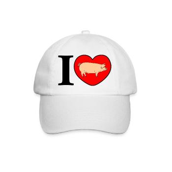 Ich liebe Schweine - Baseballkappe - Weiß/Weiß - Vorne