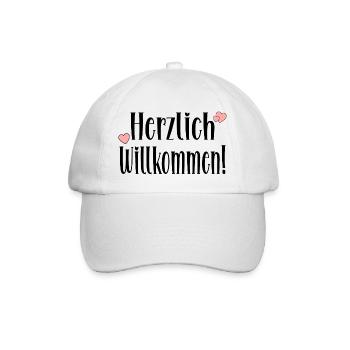 Herzlich Willkommen Sprüche - Geschenke - Baseballkappe - Weiß/Weiß - Vorne