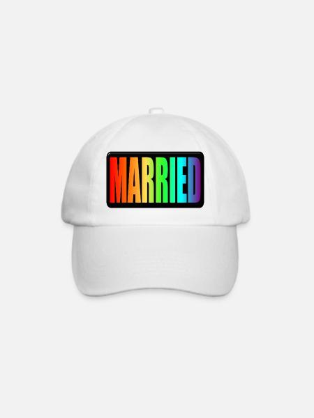 RAINBOW - VERHEIRATET LGBTQ - WEDDING PRIDE - Baseballkappe - Weiß/Weiß