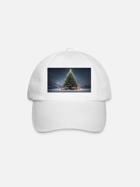 Winterlicher Weihnachtsbaum mit Geschenken - Baseballkappe - Weiß/Weiß