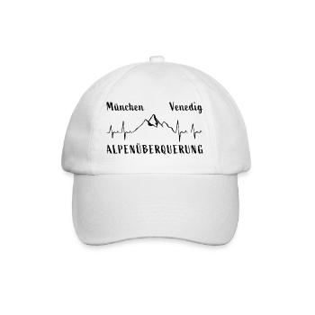 München Venedig Alpenüberquerung Herzschlag Berge - Baseballkappe - Weiß/Weiß - Vorne