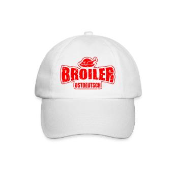 Broiler Ostdeutsch - Designfarbe frei wählbar! - Baseballkappe - Weiß/Weiß - Vorne