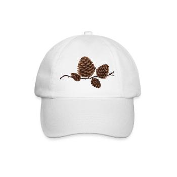 Wunderschöne Lärchenzapfen auf einem Zweig - Baseballkappe - Weiß/Weiß - Vorne
