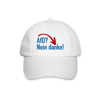 AfD? Nein danke! - Baseballkappe - Weiß/Weiß - Vorne