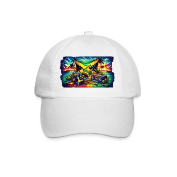 Jamaika Karibik Reggae Musik Design - Baseballkappe - Weiß/Weiß - Vorne