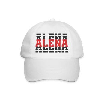 Alena T-Shirt mit gestapeltem Text, Geschenkidee, T-Shirt - Baseballkappe - Weiß/Weiß - Vorne