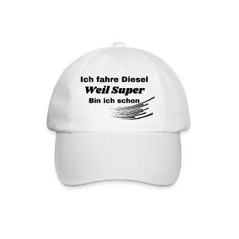 Ich fahre Diesel weil Super bin ich schon T-Shirt - Baseballkappe - Weiß/Weiß - Vorne