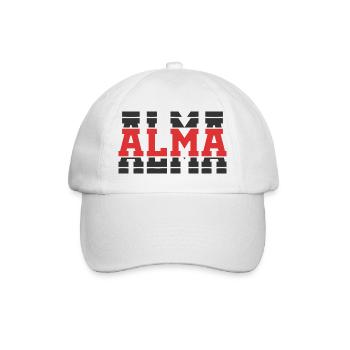 T-Shirt Alma T-Shirt Geschenkidee gestapelter Text - Baseballkappe - Weiß/Weiß - Vorne