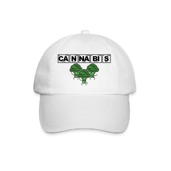 Cannabis - Brokkoli, Chemie, Periodensystem - Baseballkappe - Weiß/Weiß - Vorne