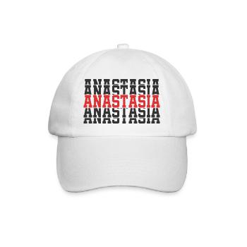 Anastasia T-Shirt Geschenk gestapelter Text - Baseballkappe - Weiß/Weiß - Vorne