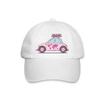 Auto mit Koffer Herz Rosa - Baseballkappe - Weiß/Weiß - Vorne