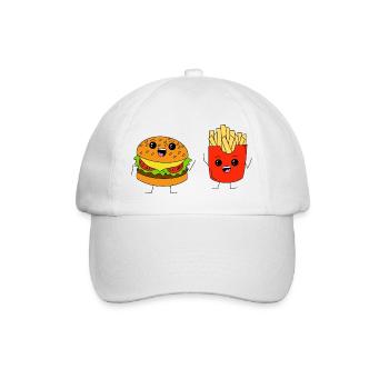 Burger & Fries - Baseballkappe - Weiß/Weiß - Vorne