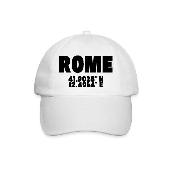 Rome - Design mit Koordinaten - Baseballkappe - Weiß/Weiß - Vorne