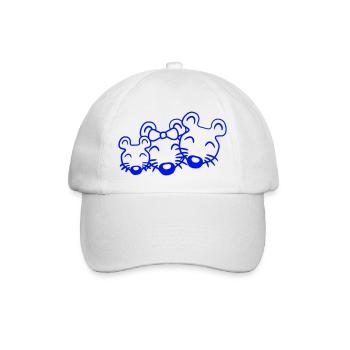 3 Mäuse Familie Kind Mama Papa Eltern Reihe Süß - Baseballkappe - Weiß/Weiß - Vorne