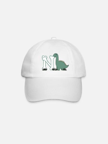 Buchstabe N - Baseballkappe - Weiß/Weiß