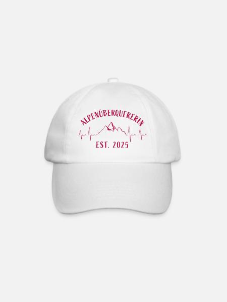 Alpenüberquererin 2025 - Alpenüberquerung Frau - Baseballkappe - Weiß/Weiß