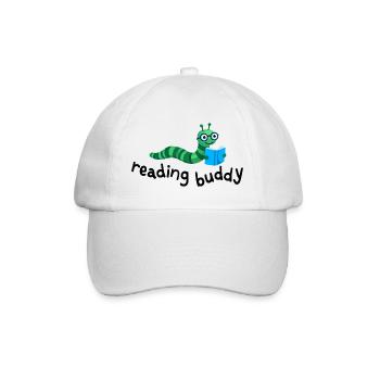 Lesefreund Niedlicher Bücherwurm Mit Buch - Baseballkappe - Weiß/Weiß - Vorne