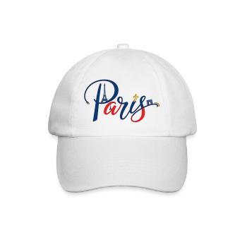 Paris Skyline Neon Schriftzug - Baseballkappe - Weiß/Weiß - Vorne
