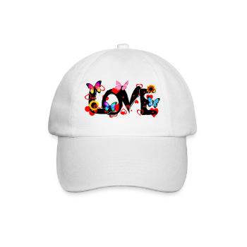 LOVE – Colorful Romantic Statement Design - Baseballkappe - Weiß/Weiß - Vorne