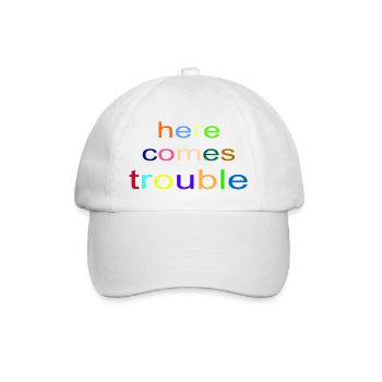 here_comes_trouble - Baseballkappe - Weiß/Weiß - Vorne